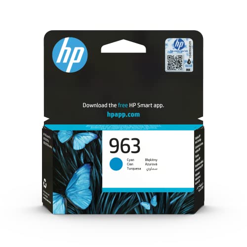 HP 963 3JA23AE, Cian, Cartucho de Tinta Original, Compatible con impresoras de inyección de tinta HP OfficeJet Pro Series 9010, 9020
