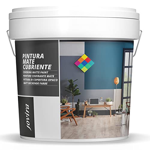 Pintura Mate Cubriente | 24 colores | Pintura interior-exterior con excelente poder cubriente (5 Kilos, blanco)