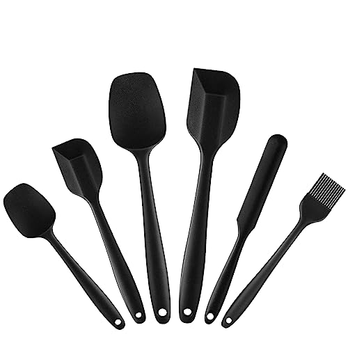 Espátula Silicona Cocina, Cucharas de Cocina con Núcleo de Acero Inoxidable, Antiadherentes de Silicona sin BPA Resistente al Calor 230℃, Utensilios Cocina para Hornear y Mezclar - 6 Piezas