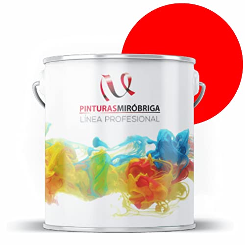 Pinturas Mirobriga Esmalte Antioxidante Color Rojo Bermellon Ral 3020, Secado Rapido, Directo sobre metal, proteccion de superficies de hierro y madera. Acabado Brillante. Envase de 4Lt.