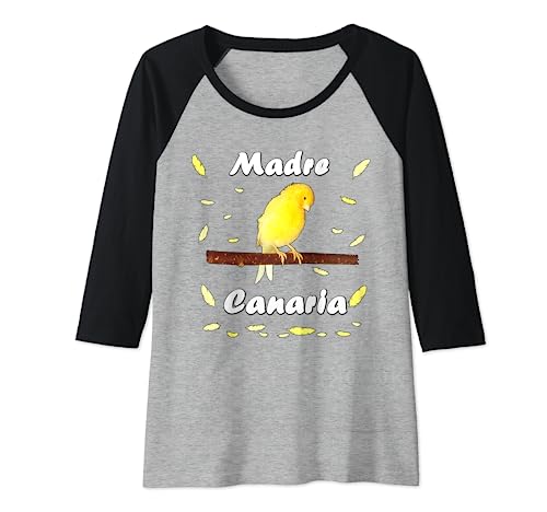 Mujer madre canaria pájaro canario amarillo mamá con plumas Camiseta Manga Raglan