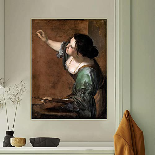 SDVIB Artemisia Gentileschi Autorretrato como la alegoría de la pintura Lienzo Pintura al óleo Imagen Decoración para el hogar Impresión en lienzo 80x120cm Sin marco