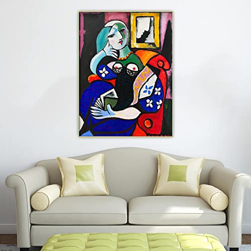 Pablo Picasso 《Mi mujer con un libro》 Impresiones en lienzo Arte Pintura al óleo Póster de ilustraciones Imagen Decoración de pared Decoración del hogar 50x70cm Sin marco