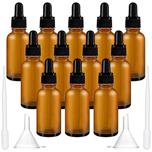 TULEBOLIAN 12 Botellas De Vidrio áMbar De 30 Ml, Botella De Gotero VacíA, Recargable, Con Pipeta Cuentagotas Para Almacenamiento De Aceites Esenciales, Perfumes Y CosméTicos Botellas De Viaje