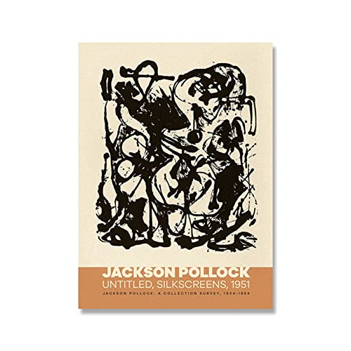 MOBYAT Pósteres de Jackson Pollock, lienzo famoso abstracto, arte de pared, impresiones de Jackson Pollock, pintura de Jackson Pollock para decoración del hogar, imágenes de 40x60cm sin marco