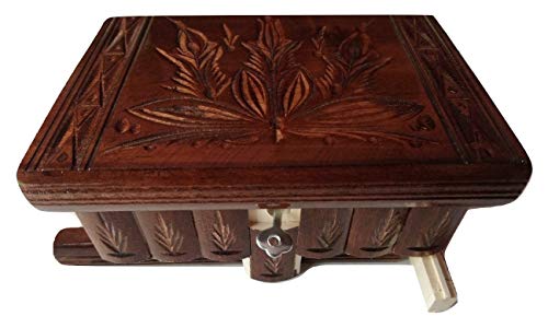 Nueva caja del rompecabezas de madera chocolate marrón joyero de madera caja mágica sorpresa caja tallada a mano caja de caja de la baratija caja secreta cajón oculto