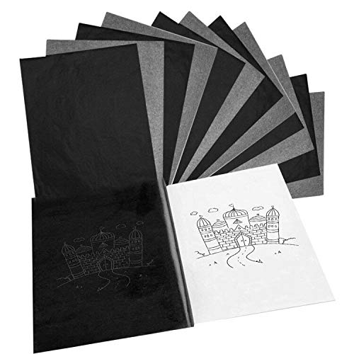 Papel de copia de carbón LuLyL 50PCS, papel de transferencia negro para papel de calco en madera, accesorios de copia de plantilla de tatuaje de tela