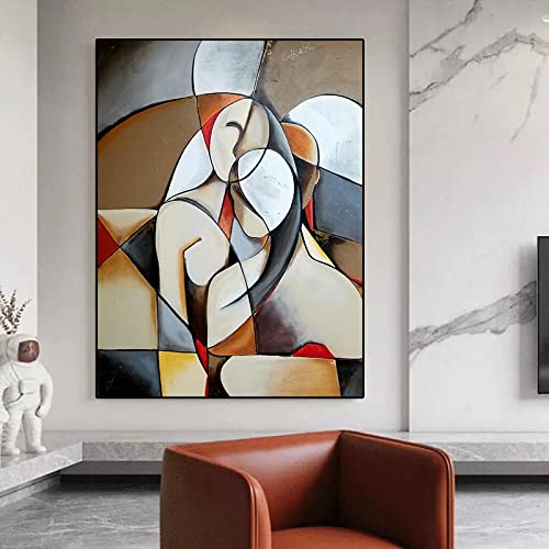 BIEMBI Artista Picasso Obras de arte famosas Sueño abstracto Mujer Pinturas en lienzo Cuadro de pared vintage para sala de estar Decoración del hogar 40X60 cm con marco