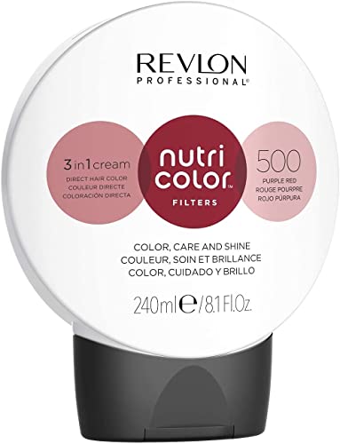 REVLON PROFESSIONAL Nutri Color Filters, Mascarilla de coloración temporal para el pelo, Revive el color del cabello, tono 500 Fire Red, 240 ml