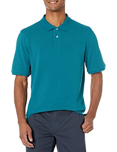 Amazon Essentials Polo en piqué de algodón con Corte Regular (Disponible en Talla Grandes y Largos Especiales) Hombre, Verde Azulado Oscuro, L