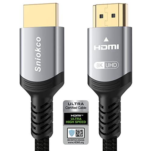 10K 8K 4K Cable HDMI 2.1 5M, Certificado Cable HDMI Trenzado de Ultra Alta Velocidad de 48Gbps, Compatible con HDR Dinámico, eARC, Dolby Atmos, 8K60Hz, 4K120Hz, Compatible con Monitor de HDTV y Más