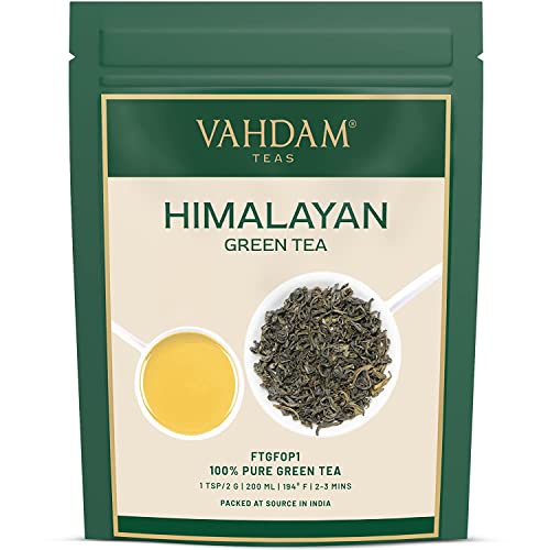 VAHDAM, Hojas de té verde de Himalaya (340g/+170 tazas) Hojas sueltas de té verde natural, cosecha fresca | Té verde de hojas sueltas