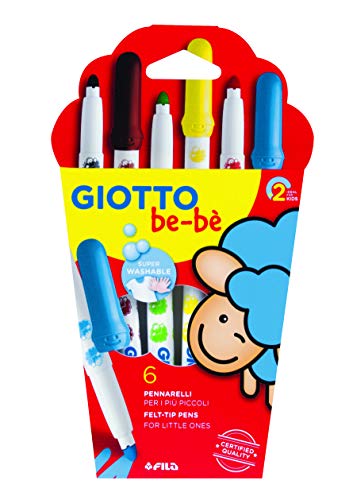 Giotto be-bè 466600 - Estuche 6 rotuladores súper lavables, (punta bloqueada, tapón ventilado y capuchón posterior de seguridad)