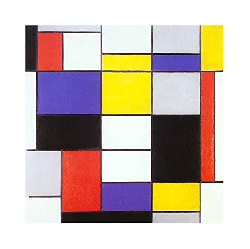 Ipinet Piet Mondrian 《Composición A》 Cuadro en Lienzo | Lienzos Decorativos | Cuadros Decoración Dormitorios | Cuadros Decoración Salón | Cuadros y láminas (60x60cm （24x24inch）, Sin marco)