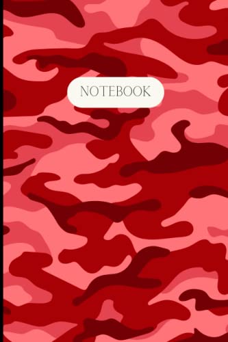100 Page Lined Journal - Scarlet Red Camouflage Notebook