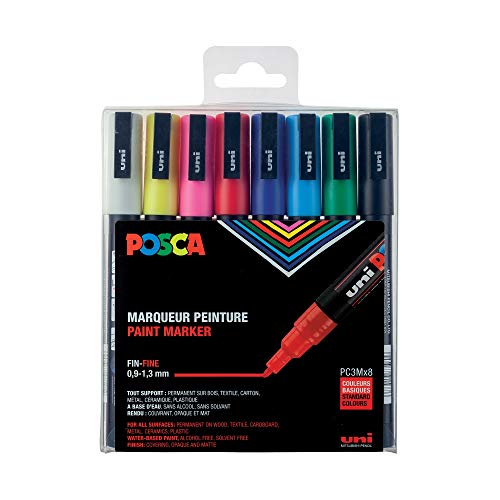 Posca - PC3M8C - Paquete de 8 rotuladores de colores