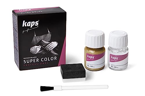 Kaps Tinte con Imprimación para Zapatos y Bolsos Textiles Y de Cuero Natural Y Sintético, Super Color And Preparer, 70 Colores (406 - oro viejo)
