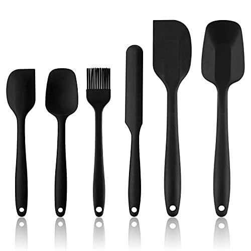 6 Piezas Utensilios de Cocina Silicona, Espátulas Silicona Incluye Cepillo de Silicona, Espátula, Cuchara, No Tóxico, Antiadherente, Antirrayas, Resistente al Calor, Utensilios para Cocina y Horneado