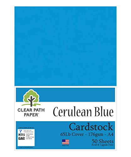 Cartulina azul cerúleo - A4-65Lb Cover / 176g/m² - 50 Unidades - Clear Path Paper