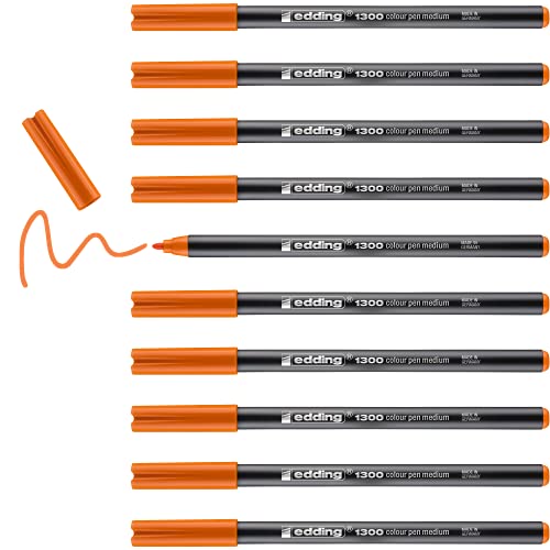 edding 1300 rotulador de color de trazo medio - naranja- x10 - punta redondeada 2 mm - rotulador para dibujar y escribir - rotulador para el colegio, mandalas, Bullet Journals