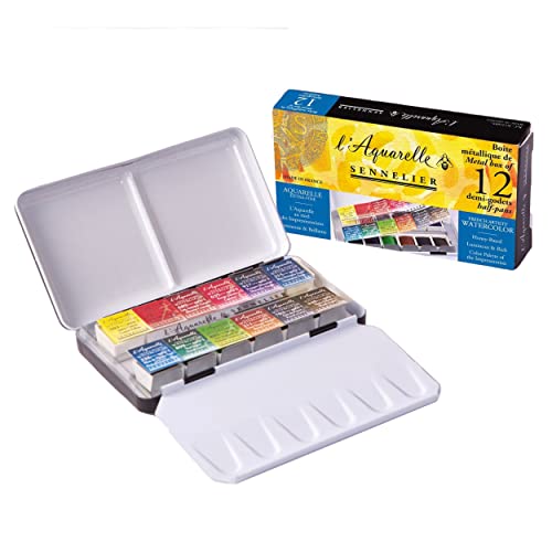 Sennelier Aquarellfarben Metall Tin Von Pocket - Estuche de acuarelas (12 medios godets)