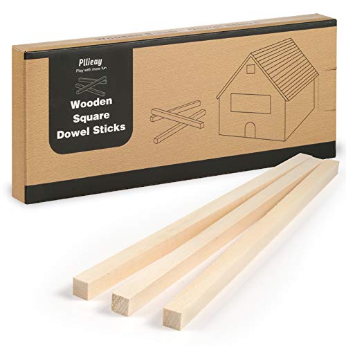 Pllieay 20 Piezas 25 x 1 cm Varillas cuadradas de Madera sin terminar, Varillas de Madera, Kit para Principiantes de Tallado en Madera para Manualidades DIY