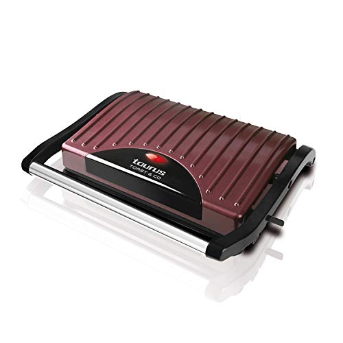 Taurus Toast & Go - Sandwichera (700 W, superficie antiadherente de 23 x 14.5 cm), Color Burdeos