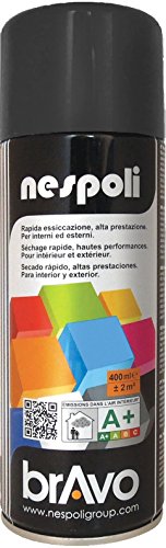 Nespoli Pintura en Spray, Color Negro, Efecto Satinado, 400 ml, Acabado Profesional