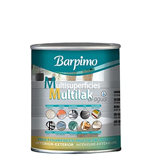 Barpimo - Esmalte Multisuperficie al Agua Multilak - Color Gris humo - Acabado Satinado y Resistente a la Intemperie - Formato de 375 ml - Gran Adherencia y Propiedades Antioxidantes
