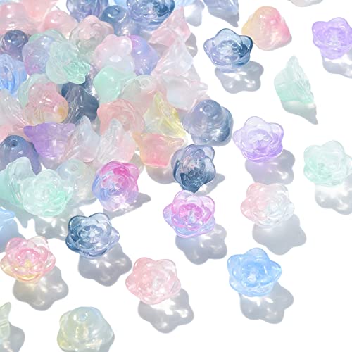 UR URLIFEHALL 100 cuentas de cristal hechas a mano con diseño de flor de ciruelo y flores degradadas para hacer joyas y manualidades