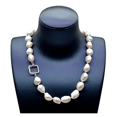 SUNMME Collar de Moda Blanco Perla Natural Accesorios Cuadrados Collar Vintage Collar de Perlas Barrocas para Mujer (Color : White, Size : 45cm) (White 50cm)
