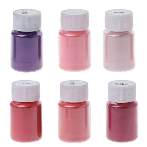 Gwxevce, 6 Colores, pigmentos en Polvo de Resina de Calidad cosmética, Tinte Mineral Natural de Mica, Color Rojo