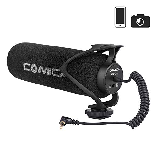 Comica CVM-V30 Lite Video Micrófono Condensador supercardioide Micrófono de Escopeta en la cámara para Canon Nikon Sony Cámara Panasonic/DSLR/iPhone Samsung Huawei (Negro)