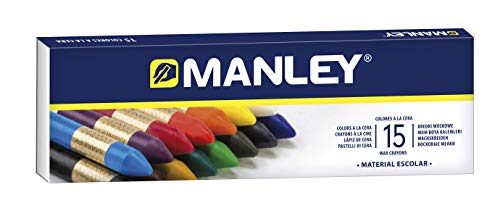 Manley Ceras 15 Unidades | Ceras de Colores Profesionales | Estuche de Ceras Blandas de Trazo Suave | Pueden Mezclarse los Colores | Colores Surtidos