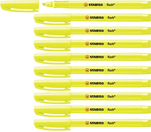 Stabilo, Marcador fluorescente de bolsillo STABILO flash - Caja con 10 unidades - Color amarillo