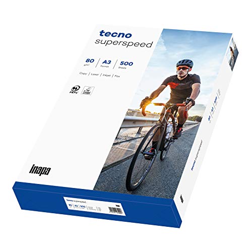 inapa Tecno Superspeed - Papel para impresora/fotocopiadora (80 g/m², A3, 500 hojas), color blanco