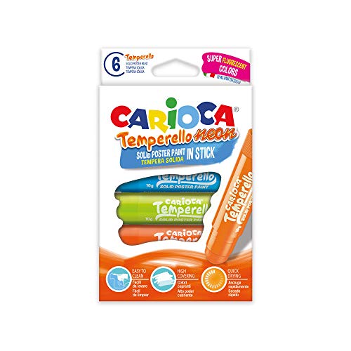 CARIOCA TEMPERELLO NEON | 42675 - Témperas Solidas en barra 6 Colores , color/modelo surtido