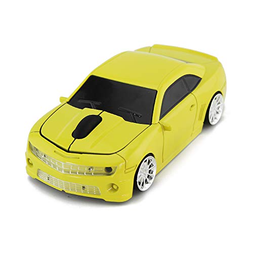 Aikchi Ratón inalámbrico para coche, ratón óptico 3D, ratón ergonómico, ratón de escritorio para PC portátil XFL (amarillo)