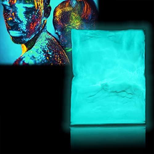 Polvo fluorescente, 100 g Pigmentos luminiscentes profesionales Color fosforescente Fotoluminiscencia No tóxica Aluminio Estroncio Aluminio Luces de neón Noches en pigmentos oscuros(Blue Green)
