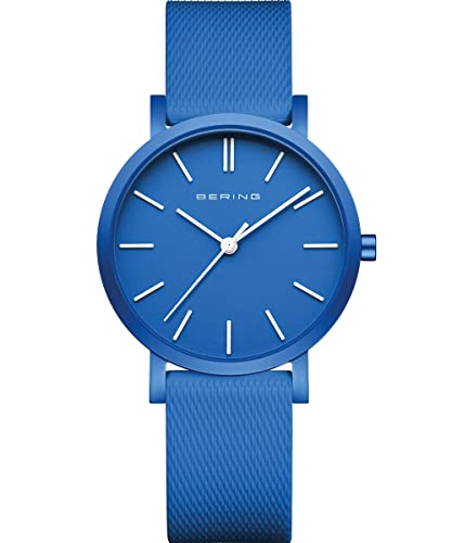 BERING Unisex Análoga Cuarzo Reloj de pulsera de colección con Silicona Pulsera und Cristal de zafiro, Azul/Azul