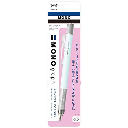 Tombow Lápiz mecánico, monografía color pastel 0.5mm, azul hielo (DPA-136A)