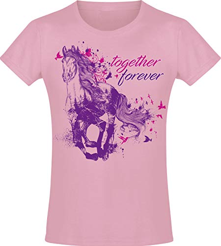Camiseta: Best Friends - Mejores Amigos - Niña - Caballo Jaca - Poney Poni Pony - Rosa Pink - Regalo de cumpleaños - Amiga - Cabalgar - T-Shirt - Escuela (128)