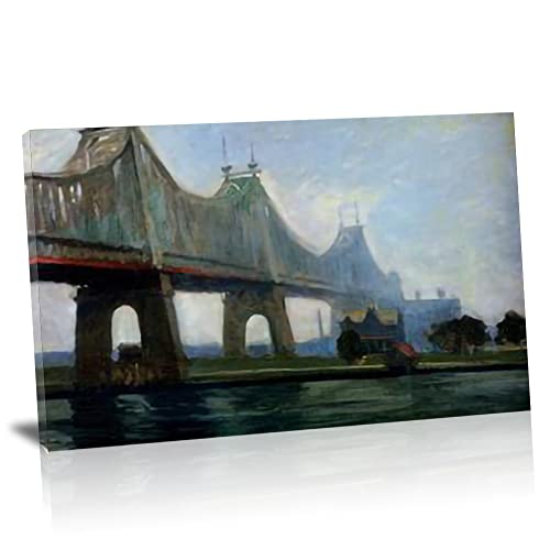 TANEGE Edward Hopper Cuadro Decorativo Canvas Lienzo Impresión |Obras de Arte Para Paredes Del Hogar Montado En Bastidor De《bridge》Enmarcado-45x67cm(17.7x24.8in)