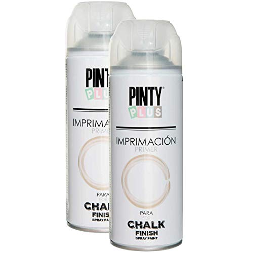 Pintyplus Pintura en aerosol con acabado de tiza, 400 ml, paquete de 2 latas, imprimación blanca