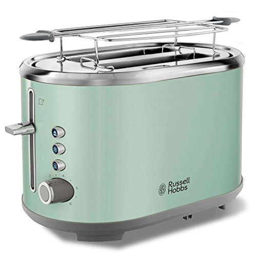 Russell Hobbs Tostadora Bubble - 2 Ranuras Anchas, para 2 Rebanadas, Acero Inoxidable, Verde Pastel - 25080-56