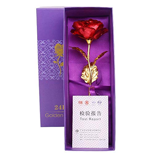 yunyu Rose Gold Rose de la Hoja de Oro de 24K para Enviar a la Novia de la Esposa Rose del Oro, Rosa eterna del alazor
