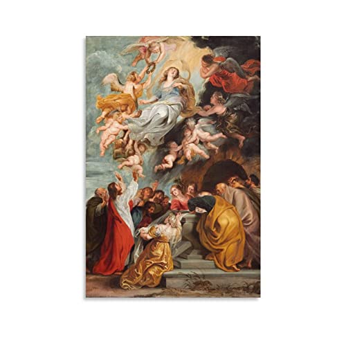 Póster de pintores barrocos Peter Paul Rubens Asunción de la Virgen, póster de arte de pared, pintura en lienzo, pósteres de obras de arte para habitación, estética, 40 x 60 cm