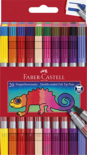Faber-Castell 151119 - Estuche con 20 rotuladores con dos puntas, fina y gruesa