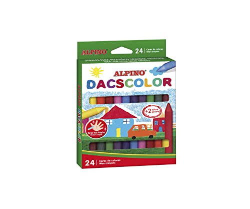 Alpino Dacscolor Ceras 24 Unidades | Ceras de Colores para Niños | Cera de Pintado Suave y Cubriente | Estuche de Ceras Semiblandas y Colores Vivos | Ceras Semiblandas