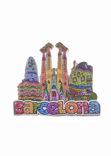 Imán para nevera de Barcelona España, recuerdo de viaje, decoración de refrigerador, calcomanía magnética 3D, colección de manualidades